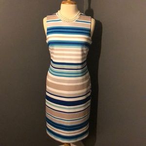 Calvin Klein Blue Striped Sheath Dress